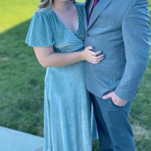 Baltic Born - Andi Ribbed Velvet Wrap Dress - Sage Green